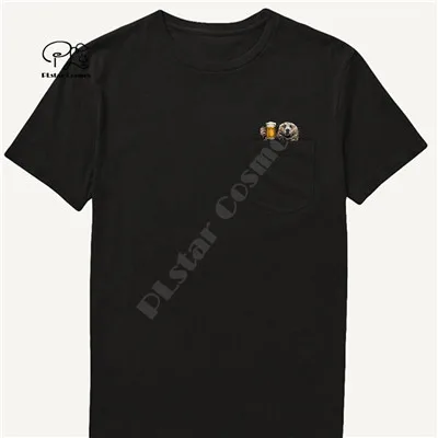 Футболка с принтом «медведь в кармане» для любителей собак, черная Хлопковая мужская футболка с рисунком из США, Мужская футболка унисекс, новая модная футболка, стиль-5 - Цвет: Бежевый