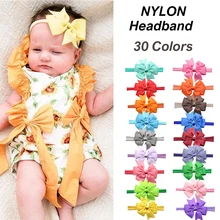 

Polyester Ribbon Bow with Color Nylon Headband Soft Newborn Headwrap Kids Hairbows Infant Hairband Baby Girl Boy Bow for Hair