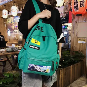 

Girls 2020 new canvas tooling backpack Korean sports high school school schoolbag large capacity backpack multi-function