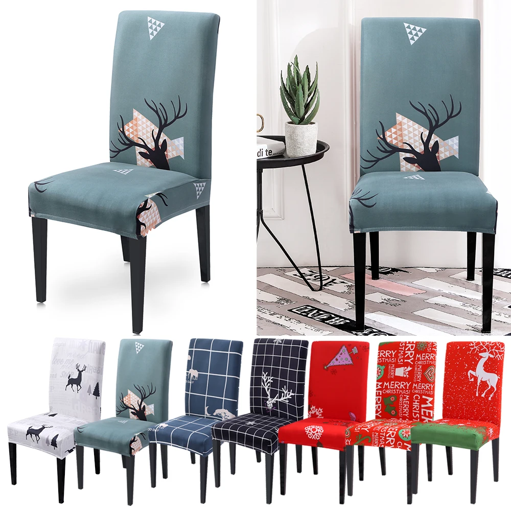 

1pcs Christmas Decor Dining Room Chair Cover Removable Washable Stretch Seat Cover Universal Size Chair Covers Seat Slipcovers