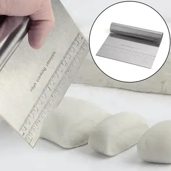 

Stainless Steel Pizza Dough Scraper Cutter Kitchen Flour Pastry Cake Tool Gadge Cake Spatula Cake Cream Edge Scraper Supplies
