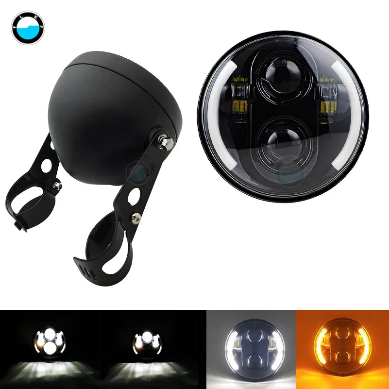 Combo 2 5-3/" 5,75 дюймов светодиодный проектор для мотоцикла Halo angel eyes для 5,75 дюймов мотоцикла 5 3/4" фары корпус ковша обшивка кольцо - Цвет: Combo 2