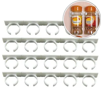 

4Pcs/set Wall Mount Ingredient Spice Bottle Rack Plastic Organizer Rack 5 Cabinet Kitchen Cabinet Door Hooks Jars Spice Holder