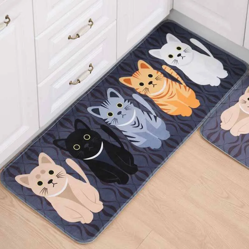 

New Cat Printed Floor Mat Kitchen Carpet Entrance Doormat Water Absorption Carpet Non-slip Door Mat Bathroom Toilet Rug Tapete