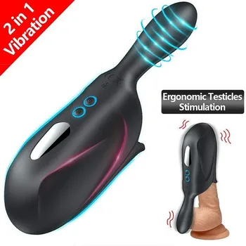 

Male Sensitive Head Trainer Massager with 10 Vibration Modes 2 Powerful Motors Upgrade Dual Use Pleasure Massager Increase Endur