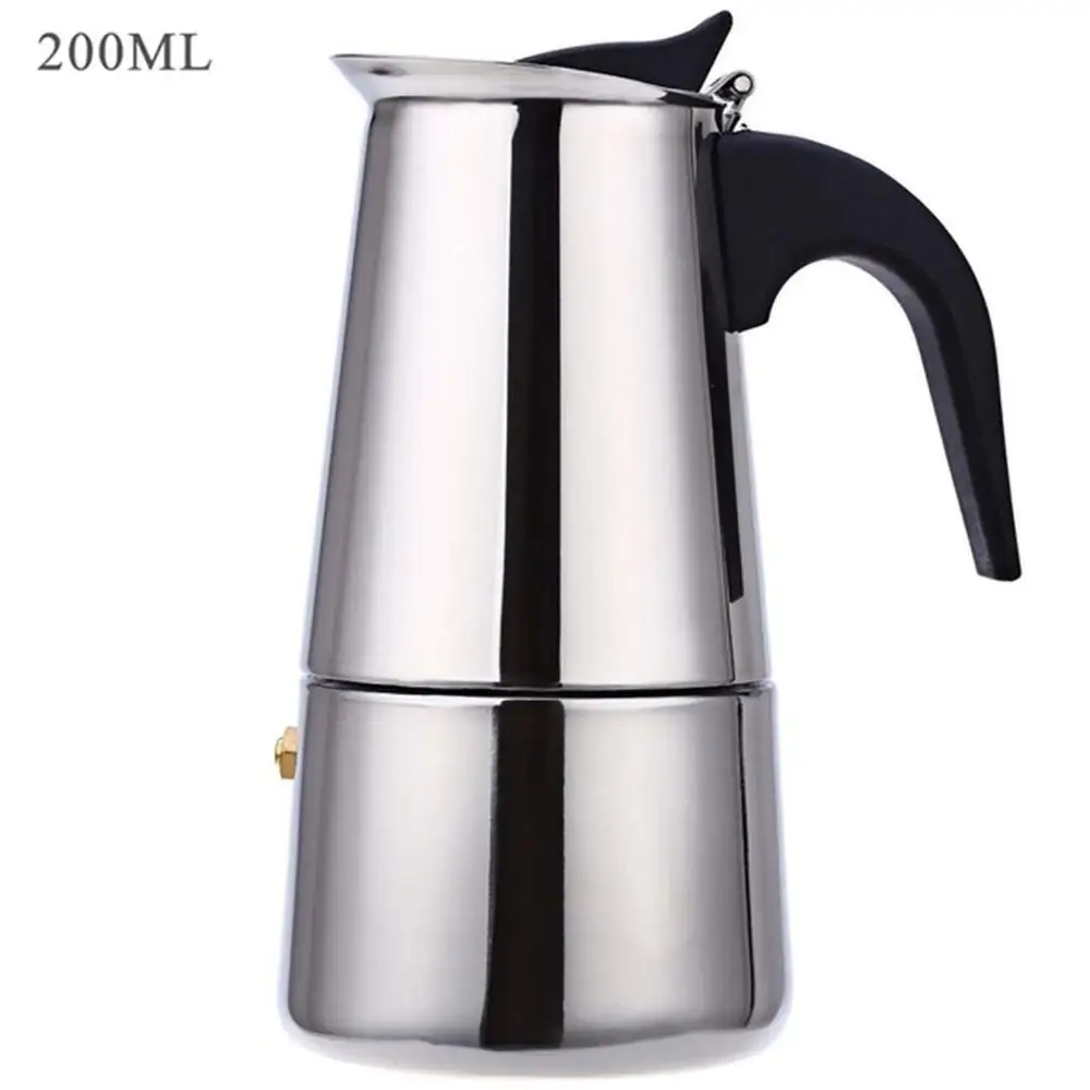 200ml 4cup Кофейник из нержавеющей стали, кофейник Mocha, эспрессо, латте, Перколятор, плита, Кофеварка, горшок, Перколятор, инструмент для напитков, кофейник, латте, плита - Цвет: 200ml 4cup