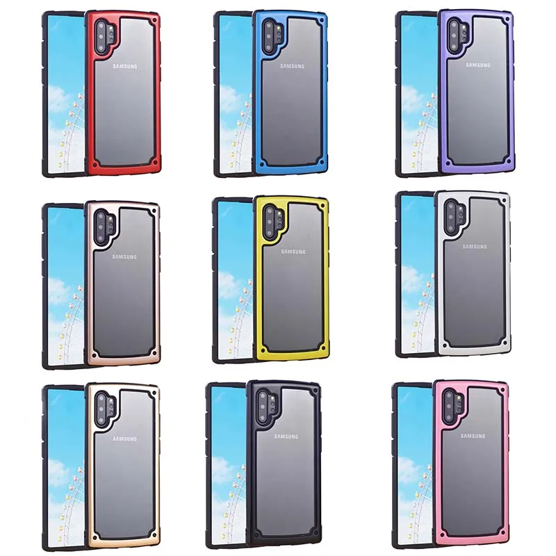 

Shockproof Case For Samsung Galaxy Note10 Note 10 Plus + Soft TPU + Colorful PC + Clear Acrylic Back Case Cover Skin