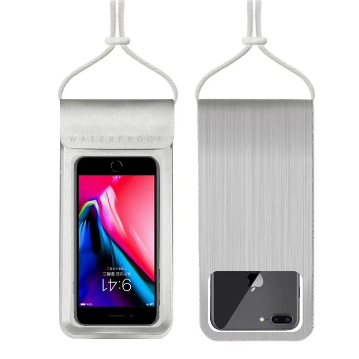 6.4 Inch Waterproof Phone Case Cover Touchscreen Cellphone Dry Diving Bag Pouch with Neck Strap for iPhone Xiaomi Samsung Meizu - Цвет: silver