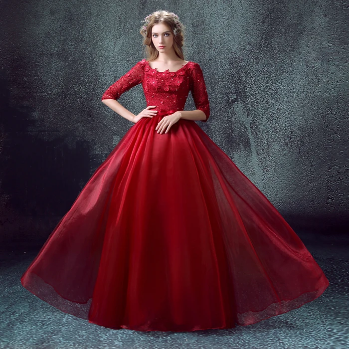 Vestido de festa, длинное платье с рукавом до локтя, новинка, популярное красное кружевное длинное вечернее модное платье из органзы, вечернее платье с кристаллами для матери невесты