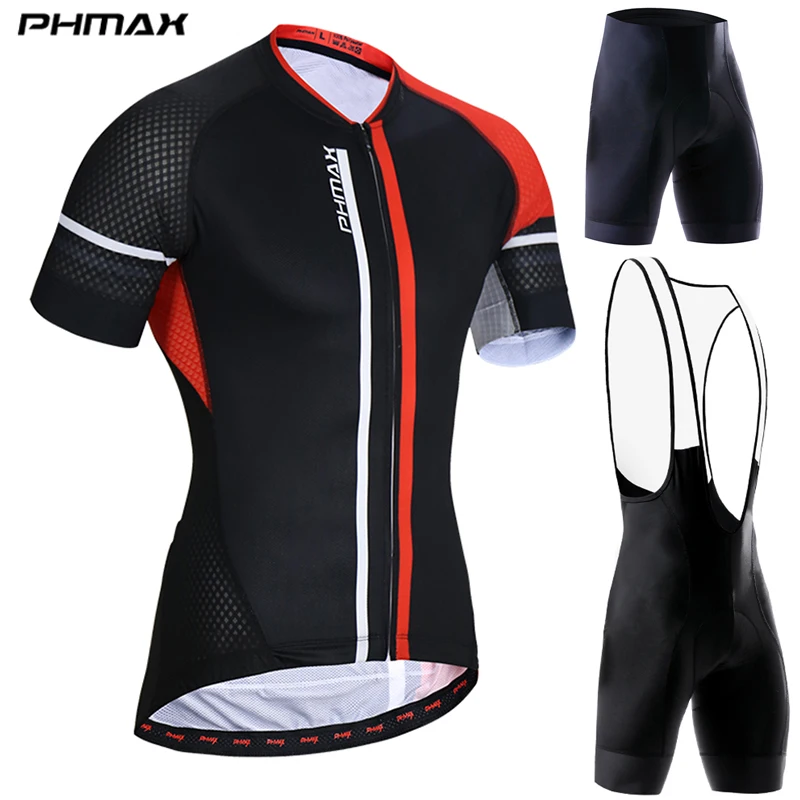 PHMAX Anti-UV Pro Summer Cycling Jersey Set Men MTB Bicycle Cycling Clothing Suit Breathable Racing Bike Bib Clothes Suit
