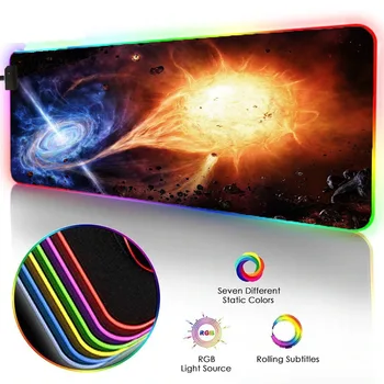 

Gaming Mouse Pad Starry Sky on The Moon RGB Large Mouse Pad LED Color Lighting Computer Notebook Mouse Pad XXL