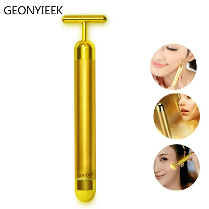 Вибрация для лица 24k золото подтяжка против морщин бар похудения Спа Массажер