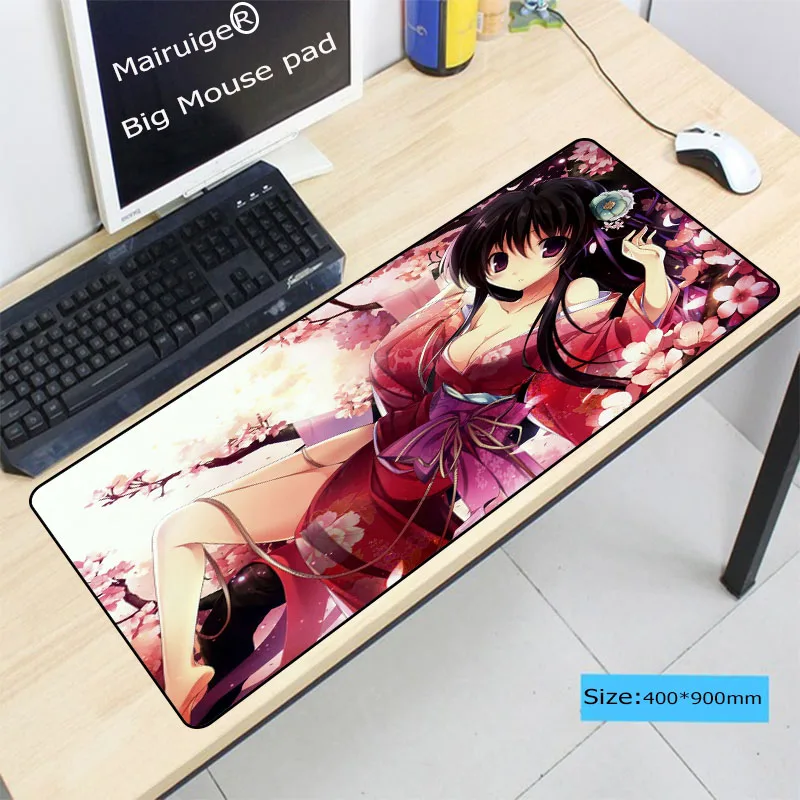  Anime Girl Large Gaming Mouse Pad Gamer Locking Edge Keyboard Mouse Mat Gaming Grande Mousepad for 