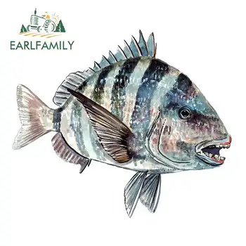 

EARLFAMILY 13cm x 11.1cm Sheeps Head Fish Fishing Home Office Room Camp Vinyl Decal Window Decor Graphics Car Stickers