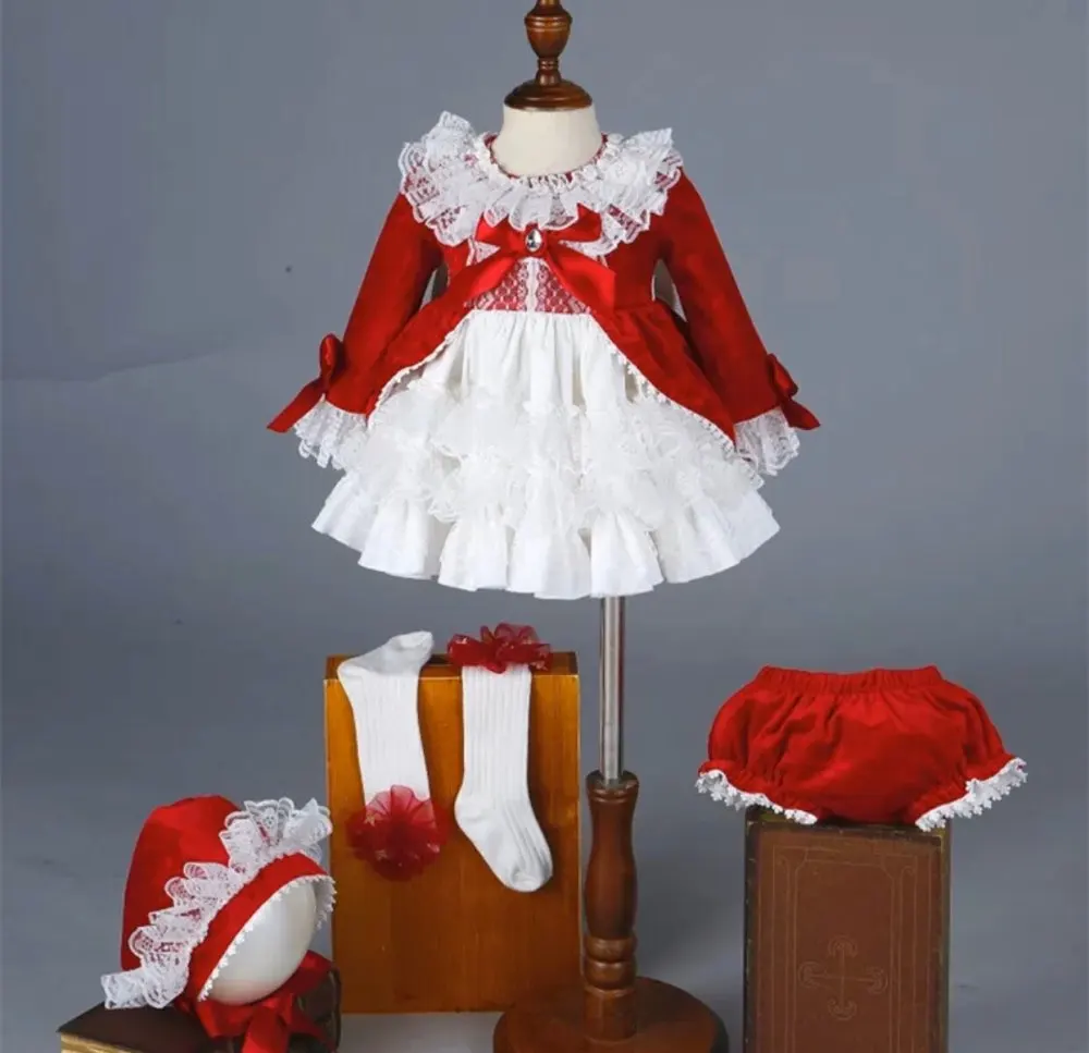 Модное испанское платье для девочек детские королевские вечерние платья детские платья принцессы кружевное платье Fille Рождественская одежда для маленьких девочек