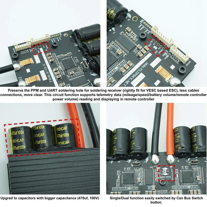 V6.6 Dual Fsesc6.6 Based On Vesc6 W/ Aluminum Heatsink 200A Esc For Electric Skateboard Rc Car Drone E-Bike E-Scooter Robot