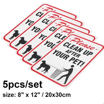 

5x 20x30cm Universal Sticker "Please Clean Up After Your Pet !'' Warning Sign Waterproof Tag Indoor Outdoor Plastic Traffic Sign