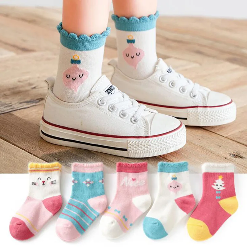 Kids Socks Autumn Winter Children Cartoon Socks 5 Pairs/Lot
