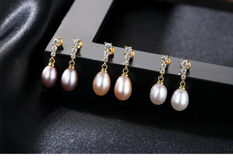 

S925 Sterling Silver Fashion Female Freshwater Pearl Earrings MGB33
