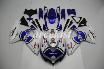

4Gifts New ABS Fairings Kit Fit For SUZUKI GSXR600 GSXR750 08 09 10 R600 R750 K8 GSXR 600 750 2008 2009 2010 Blue white Lucky