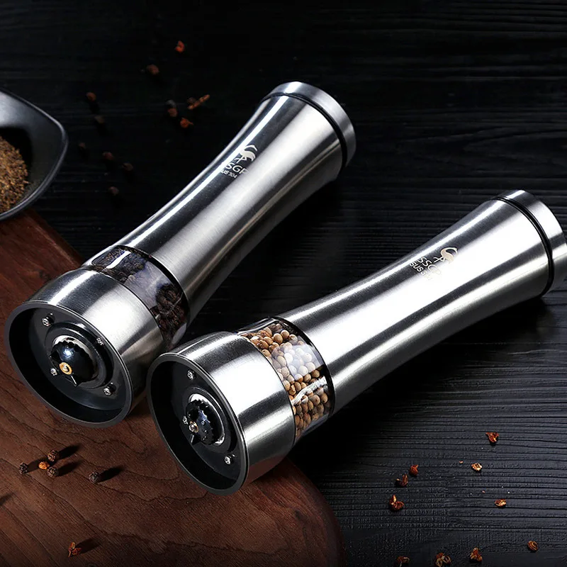 

Stainless Steel Electric Pepper Salt Spice Mill Grinder Seasoning Kitchen Tools Grinding for Cooking Restaurants