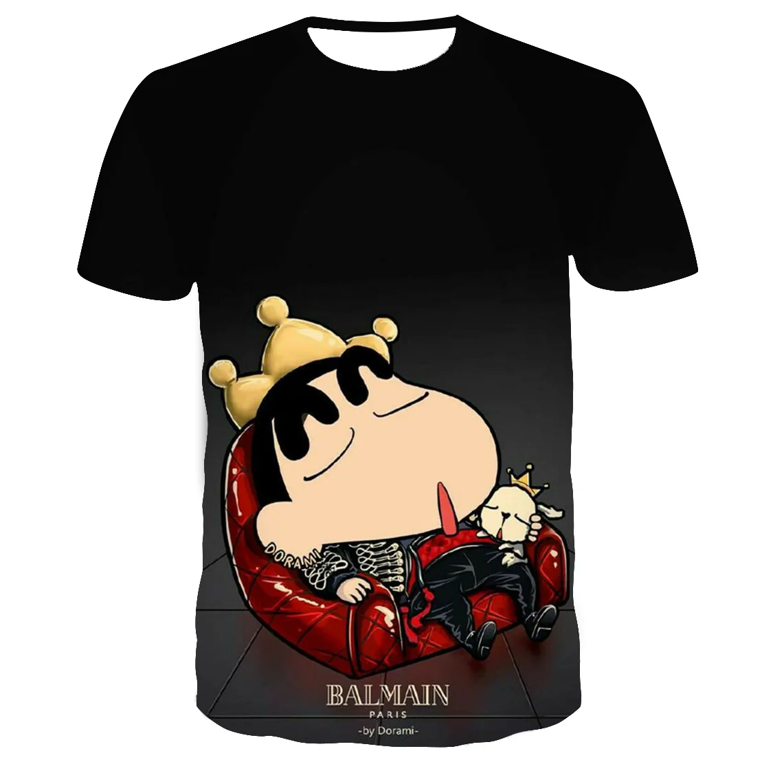 Cute Crayon Shin Chan T-shirt Summer Funny T shirt3D Cartoon Boys Embroidery Short Sleeve Summer Clothing Tops&T-Shirt