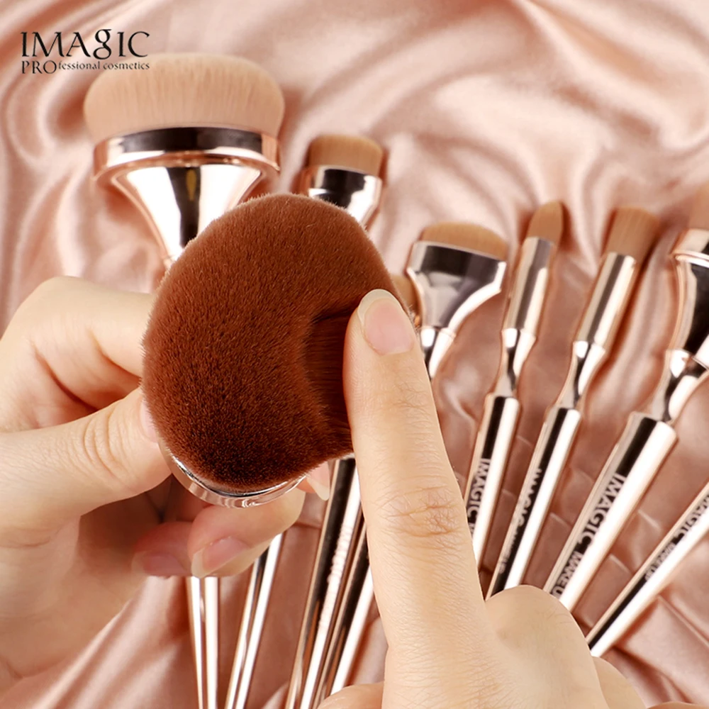 Billig 9 Pcs Neue IMAGIC Make Up Pinsel Set Lidschatten Pinsel Make Up Tools Lose Pulver Blush Foundation Pinsel Hohe ende schönheit Make Up Tools