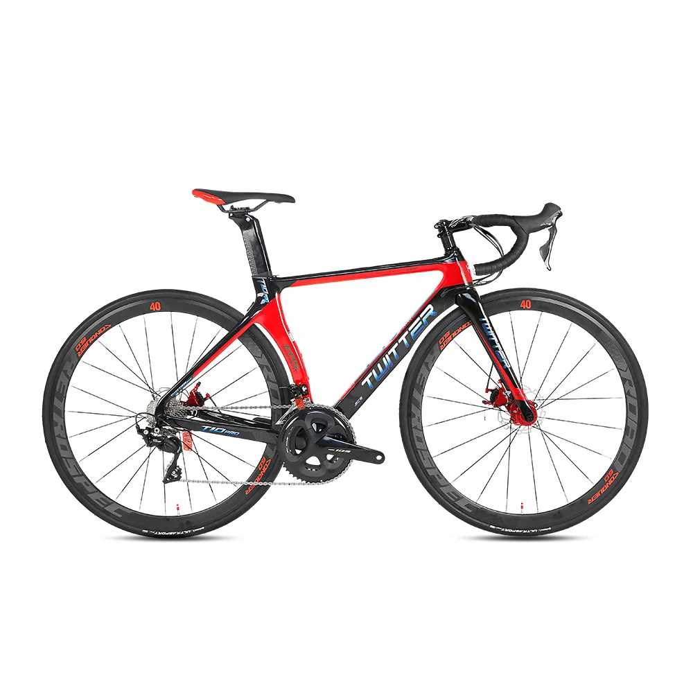 R7000 BLACK RED TWITTER 700C шоссейный углеродный руль велосипеда 22 Скорость дисковый тормоз дорожный велосипед карбоновое колесо для 105/R7000 ёмкость, UT/R8000 22 Скорость передачи - Цвет: R7000 BLACK RED