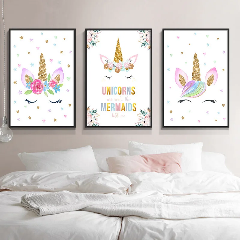 Nursery-Posters-Prints-Unicorn-Wall-Art-Poster-Cartoon-Canvas-Painting-Nordic-Kids-Decoration-Pictures-Baby-Home