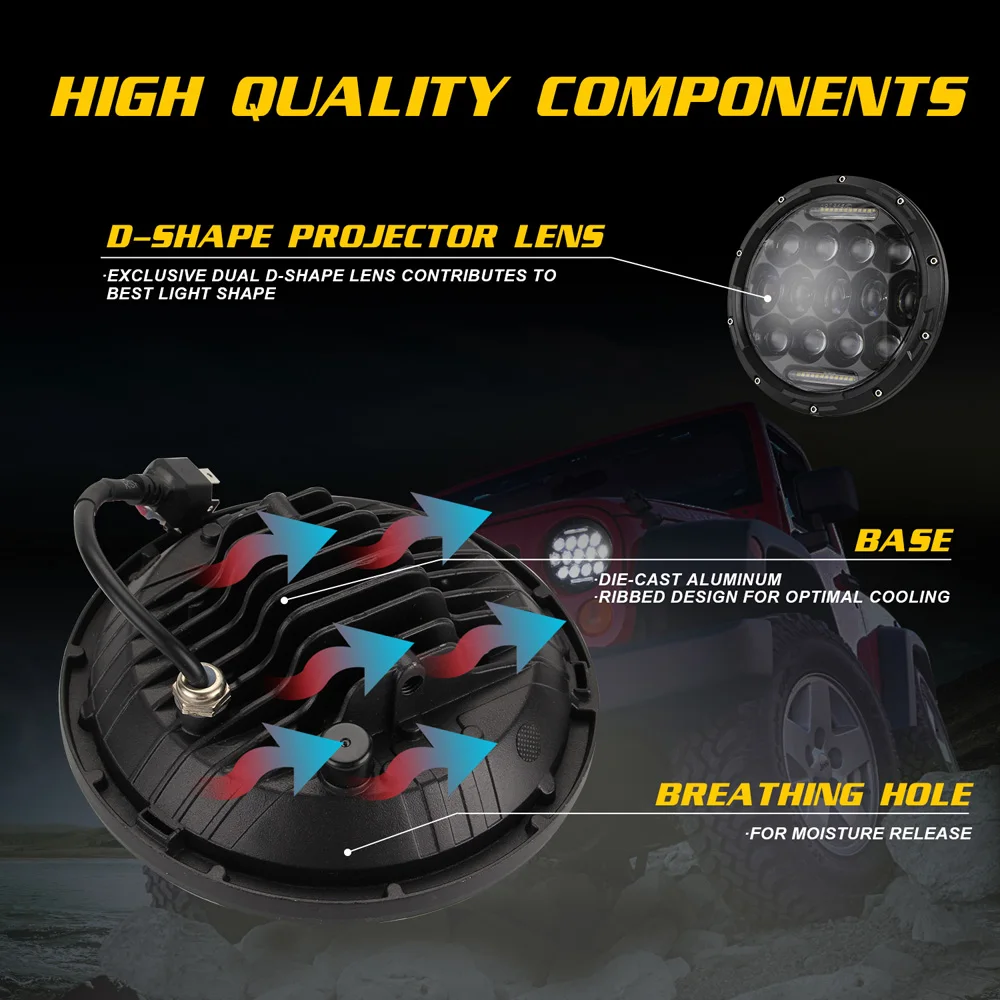 В прочный 280W 7-дюймовый глаза ангела фары 27 бусин аксессуар для Jeep Wrangler JK TJ 97-17 для автомобиля