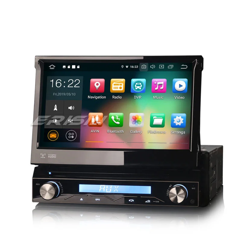 Erisin ES7908U 7 дюймов один Din съемный Android 9,0 Восьмиядерный 4 Гб ram Автомобильный DVD Радио BT для универсальных автомобилей