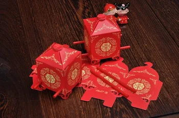 

Free shipping 500pcs red Bride sedan chair chinese Wedding Favor Boxes gift box candy box packing box
