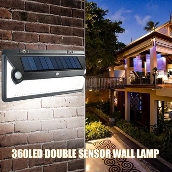 

Outdoor 360/720 LED Solar Light Sunlight Waterproof Street Exterior Wall Lamp PIR Motion Sensor Night Security Garden Lighting