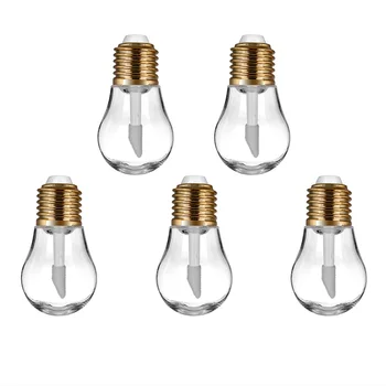 

New 5 Pieces Cute Light Bulb Shape Empty Lip Gloss Tube Mini Refillable Lip Balm Bottles Sample Vials With Rubber Inserts