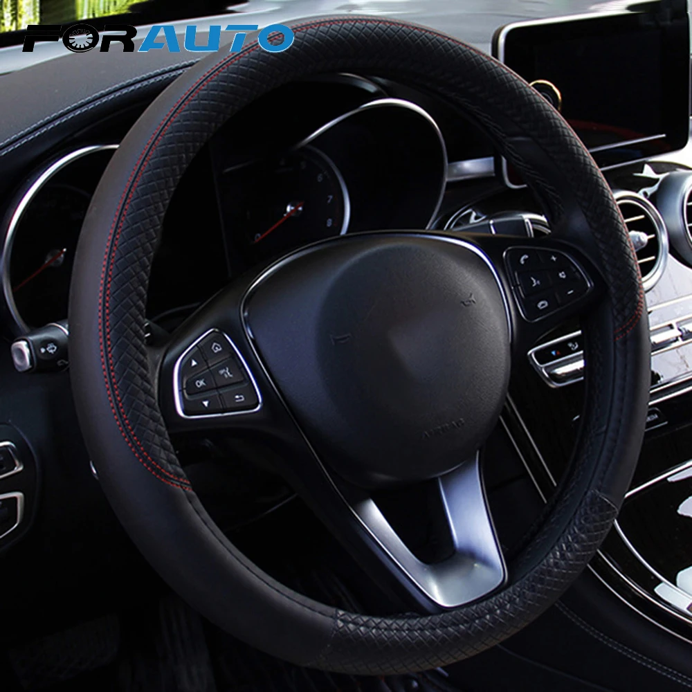 FORAUTO чехол рулевого колеса автомобиля Противоскользящий дышащий микро волоконный кожаный 37-38 см Универсальный авто руль чехлы