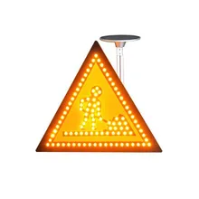 Треугольный солнечный дорожный знак с мигающим светодиодный светильник, солнечный дорожный знак для дорожного движения безопасный предупреждающий светильник