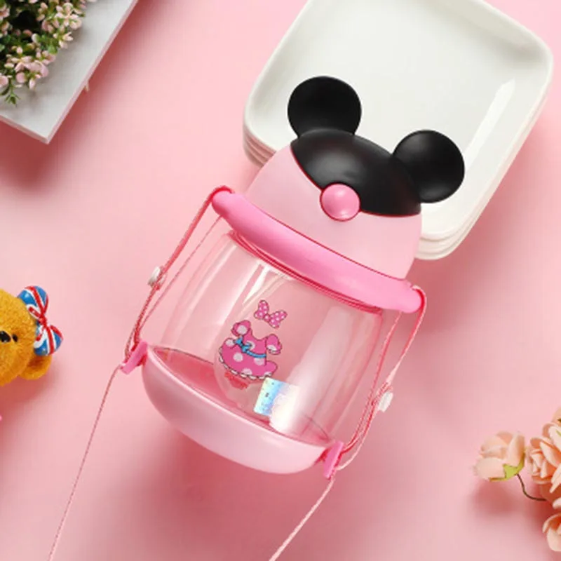 Disney Baby Cup чашка для кормления чашка Дисней кружка герметичная copo детская бутылка для воды Микки Маус детская чашка на бретелях чашка - Color: 300ml