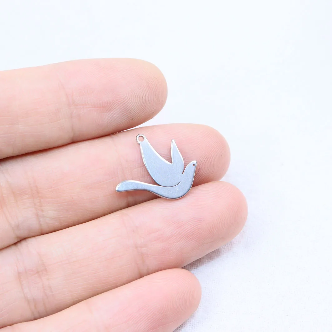 스테인리스강 예쁜 비둘기, DIY 발목 귀걸이, 무색 2 가지 색상, 도매, 15mm, 10 개