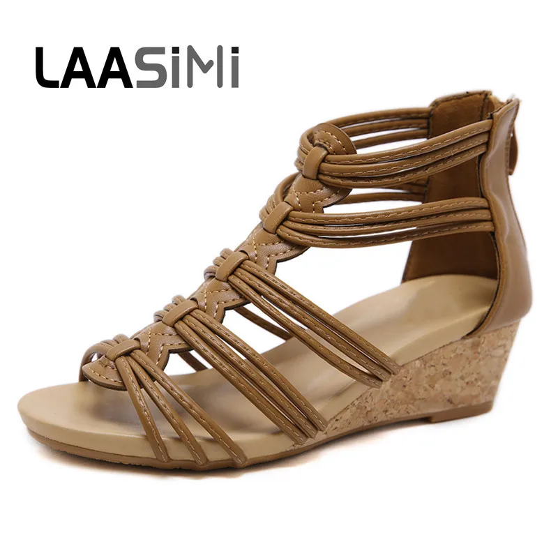 LAASIMI Women Sandals Fashion Summer Sandal Shoes Female Buckle Strap Casual Slip On Summer Single Flat With Shoe Ladies Shoes