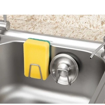 Kitchen Stainless Steel Sink Sponges Holder Self Adhesive Drain Drying Rack Kitchen Wall Hooks Accessories Storage Organizer 5