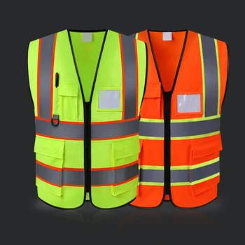 

Hot Reflective Vest Construction Engineering Safety Protective Clothing Coat Green Security Fluorescent Vest Outdoor Safety