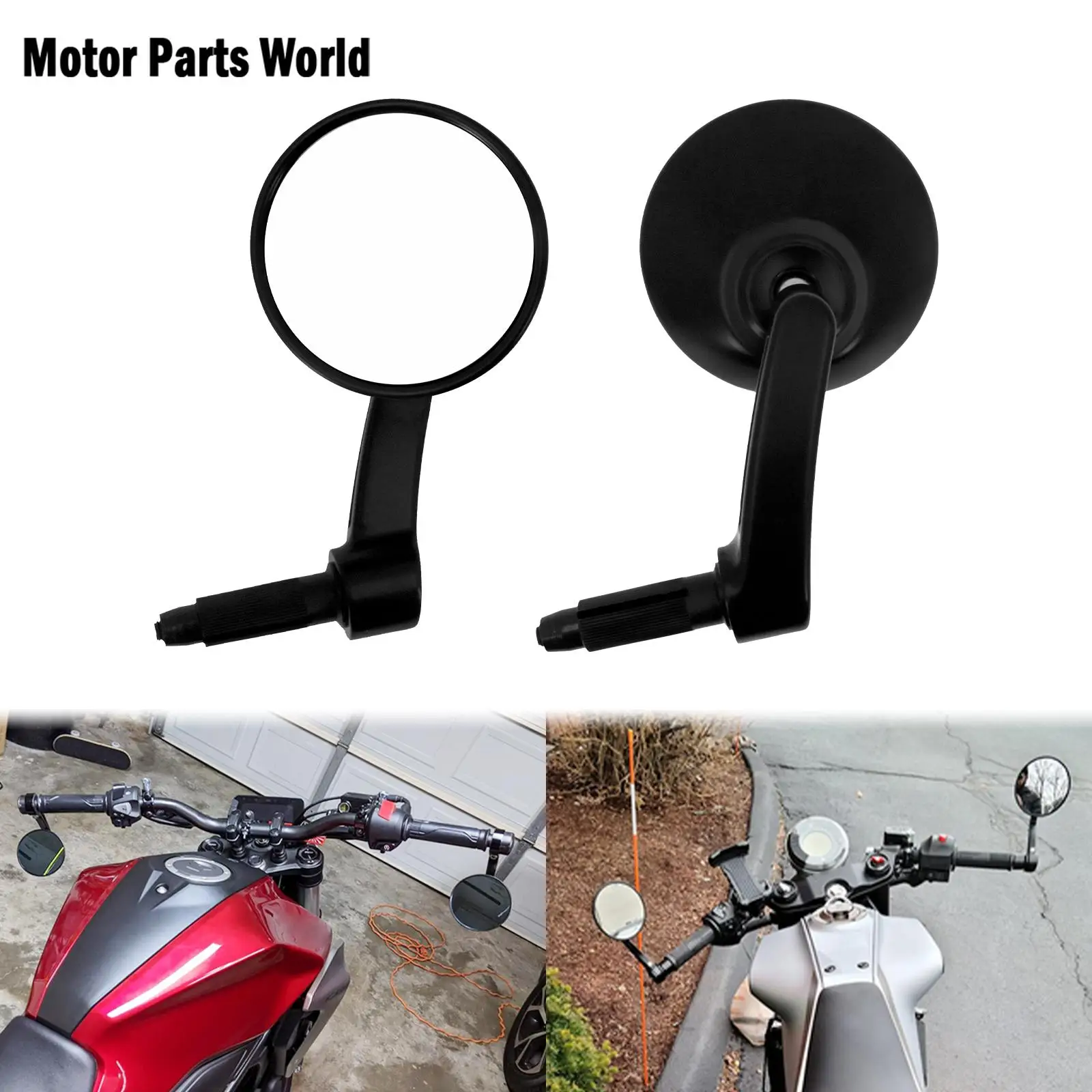 Motorcycle Handle Bar End Mirrors Round Rearview Side Mirror 7/8" 22mm