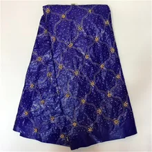 Королевский синий бязь брокад Richer Getzner 5 ярдов камни бисер Морская раковина одежды ткань хлопок кружева материалы для платья
