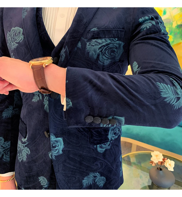 Королевский синий смокинг Розовый Бархат костюмы мужские элегантные костюмы джентльмен мужские роскошные костюмы мужская сцена таможня Veste курить Homme Slim