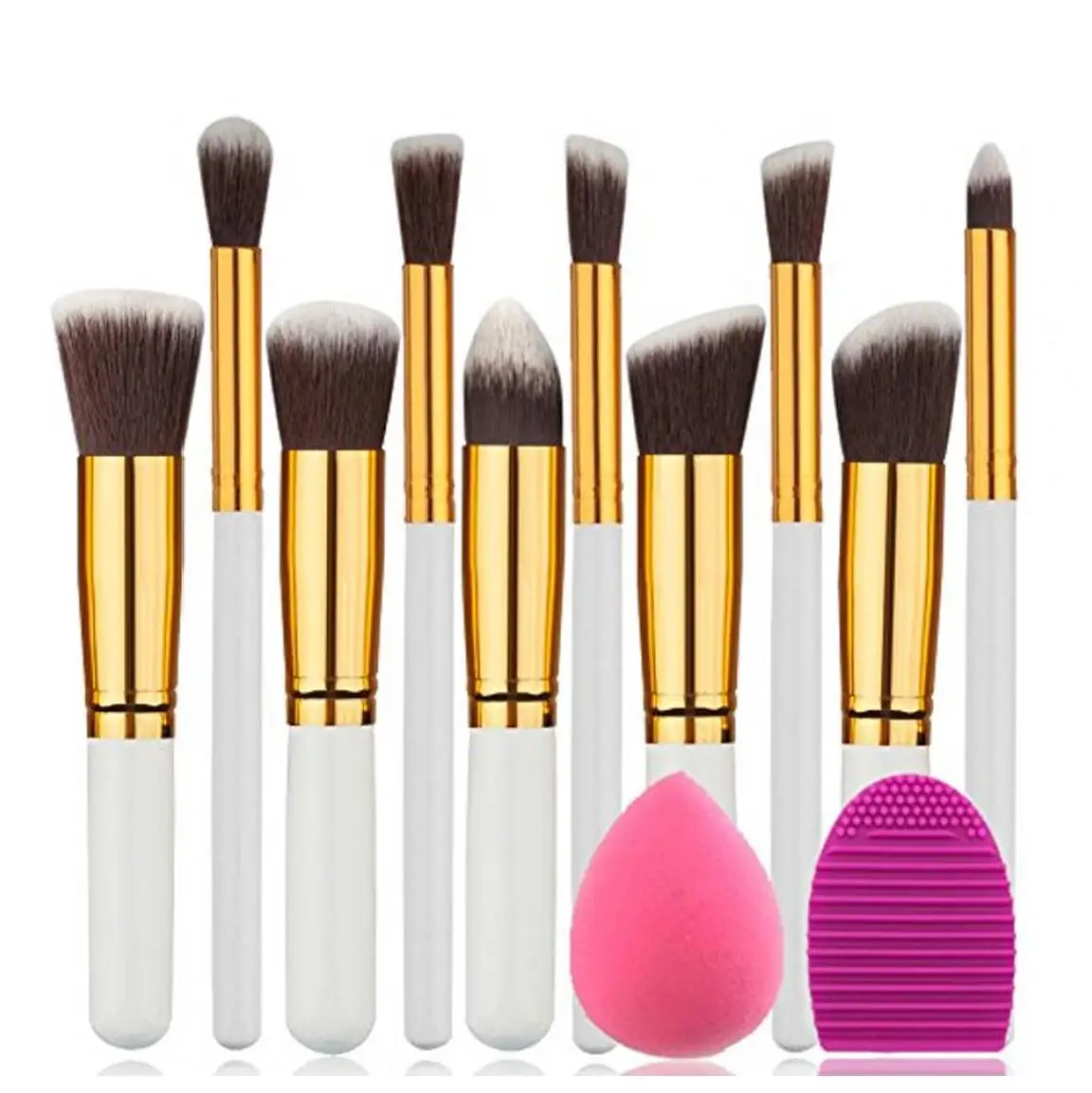 

1set Makeup Brush Set Artificial Fiber Bristles Cosmetic Brushes Beauty Tools Face Blending Brushes(Makeup Sponge Included)