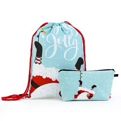Костюм на шнурке рюкзак сумка с Кулиской модный принт буквы мужские повседневные сумки женская сумка на плечо полиэстер Санта Клаус