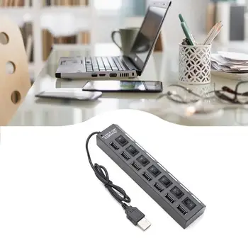 

Multi USB Splitter 7 Port Expander Multiple USB 3 Hab Use Power Adapter with Switch For PC USB 3.0 Black Laptop Accessories