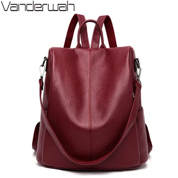 

2019 New 3 in 1 Women Backpack High Quality Soft Leather Waterproof Shoulder Bag Simple Anti-theft School Bags For Teenage Girls