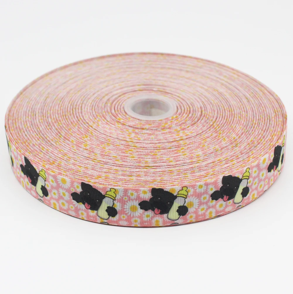 

25-75MM Baby Bottle Dog Grosgrain Ribbon Design Customized ​Logo Printed for Making Hair Bows and Earrings Hair Clips E229