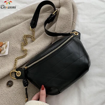 

DORANMI Luxury Brand Designed Fanny Pack For Women 2020 Solid Chain Strap Crossbody Chest Bags Female Waist Packs Nerka BG440